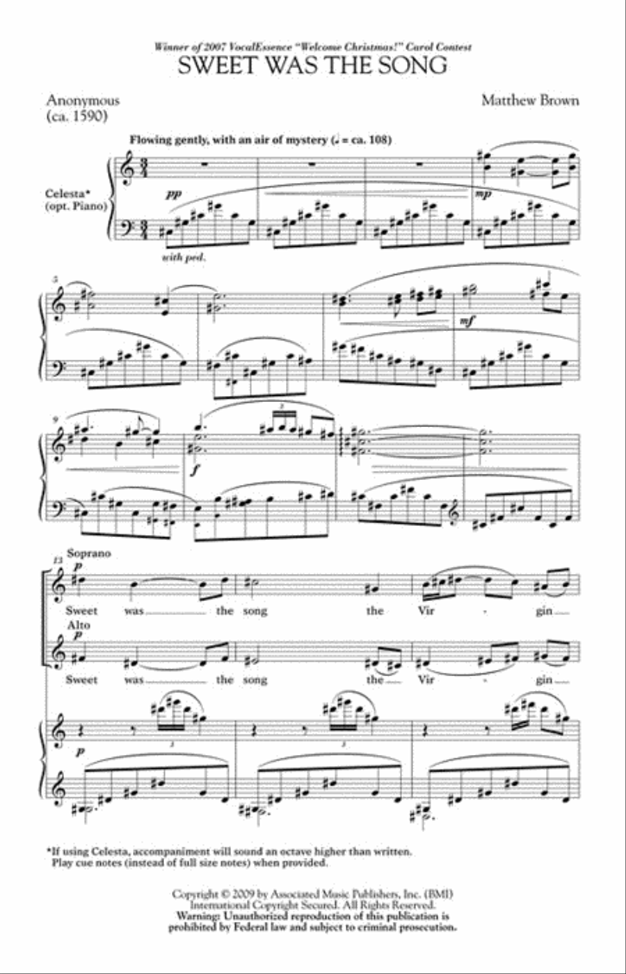 Sweet was the song 4-Part scores gallery preview page 2