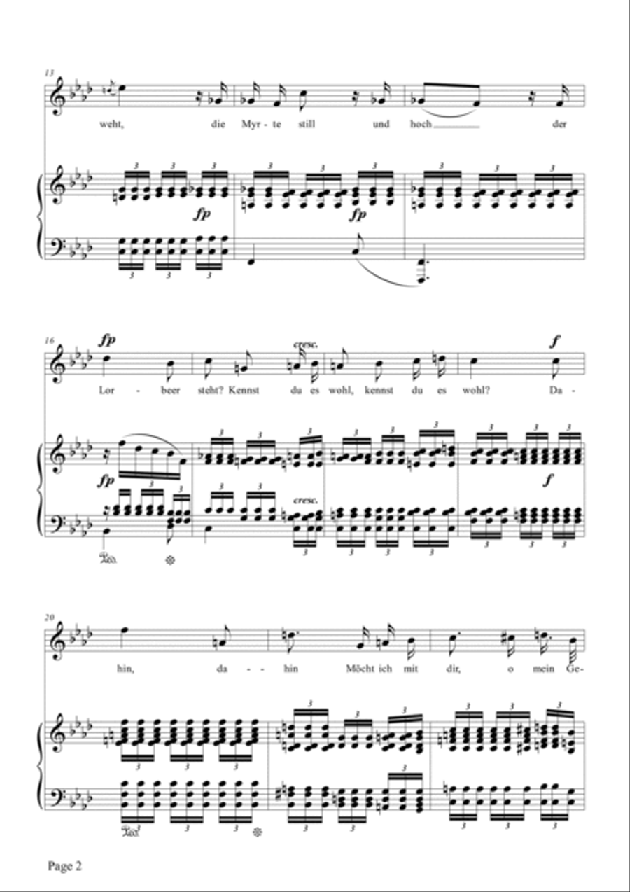 Schumann-Mignon(Kennst du das Land),Op.98a No.1 in f minor Voice scores gallery preview page 3
