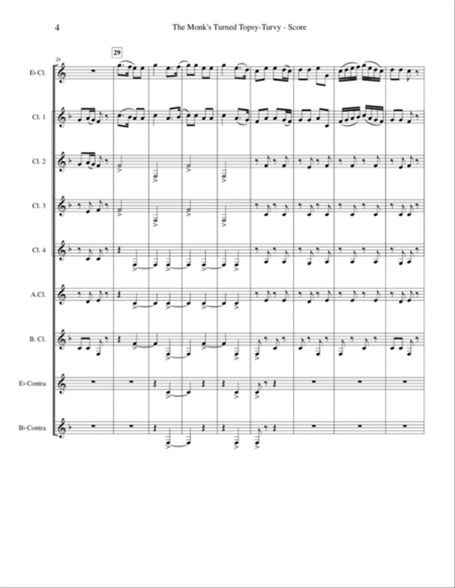 The Monk's Turned Topsy-Turvy Clarinet Choir scores gallery preview page 5