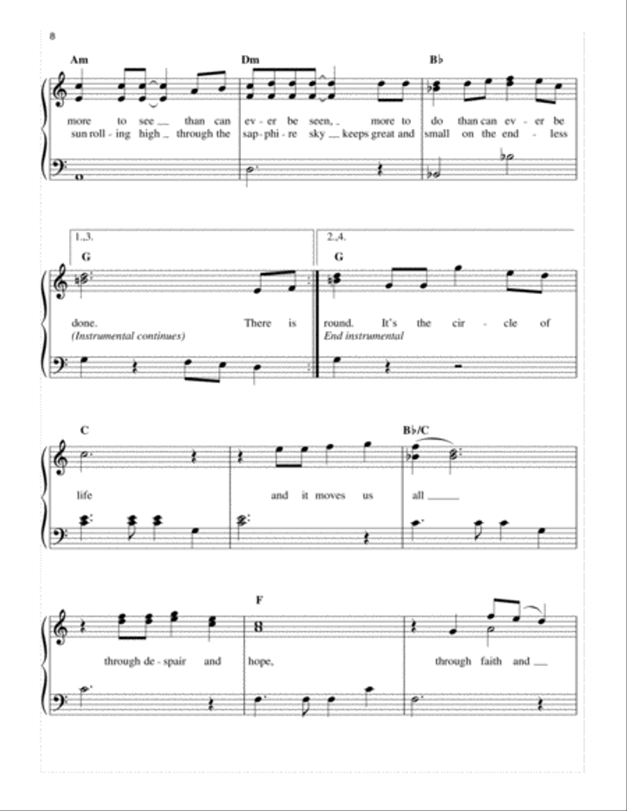 Circle Of Life (from The Lion King: Broadway Musical) Easy Piano scores gallery preview page 2