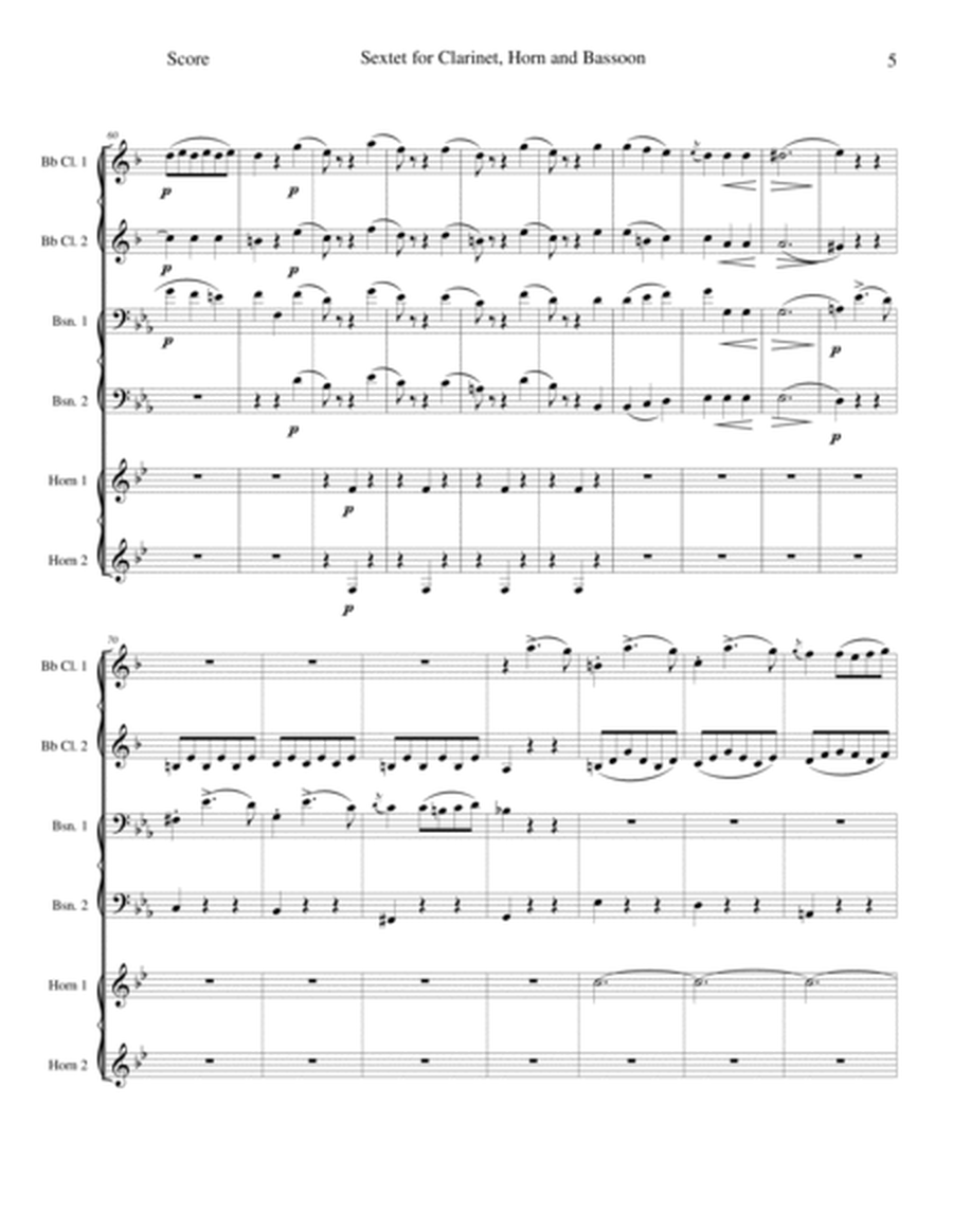Sextet for Clarinet, Horn and Bassoon - Opus 71 image number null