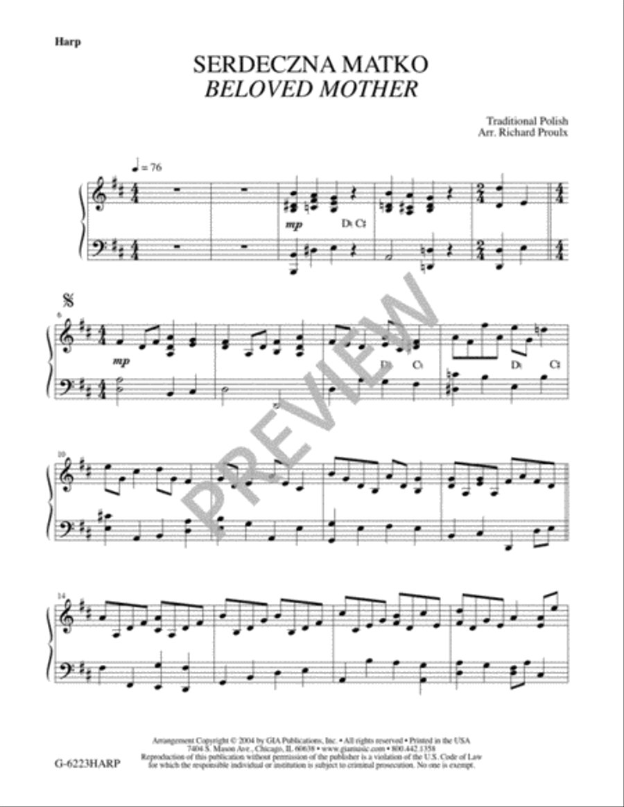 Serdeczna Matko / Beloved Mother - Harp edition Cello scores gallery preview page 2