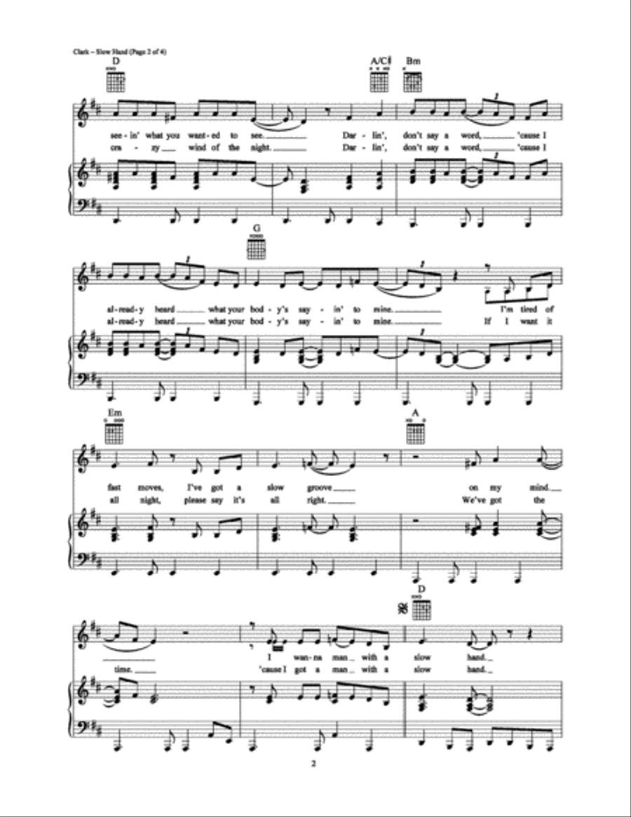 Slow Hand Piano, Vocal, Guitar scores gallery preview page 2
