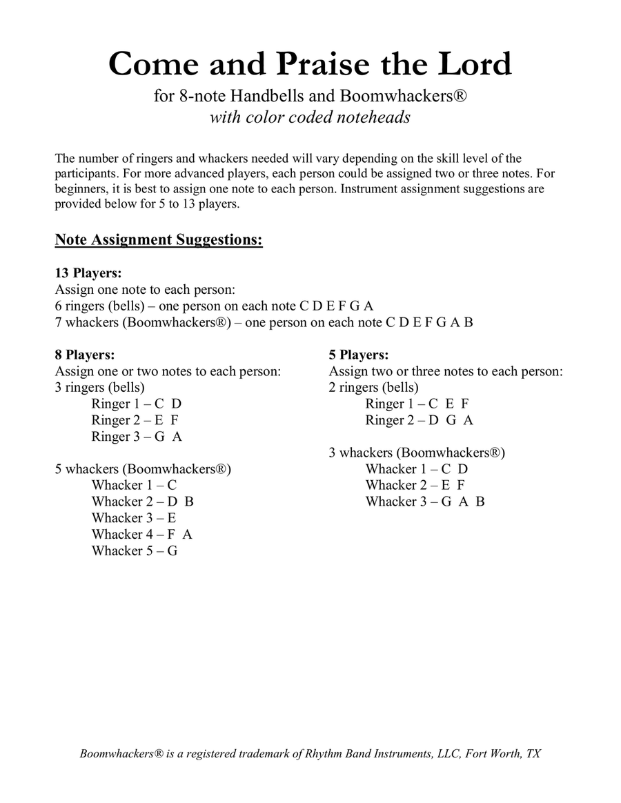 Ten Traditional Spirituals (for 8-note Bells and Boomwhackers with Color Coded Notes) Handbell Choir scores gallery preview page 5