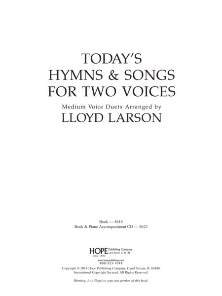 Today's Hymns and Songs for Two Voices, Vol 1