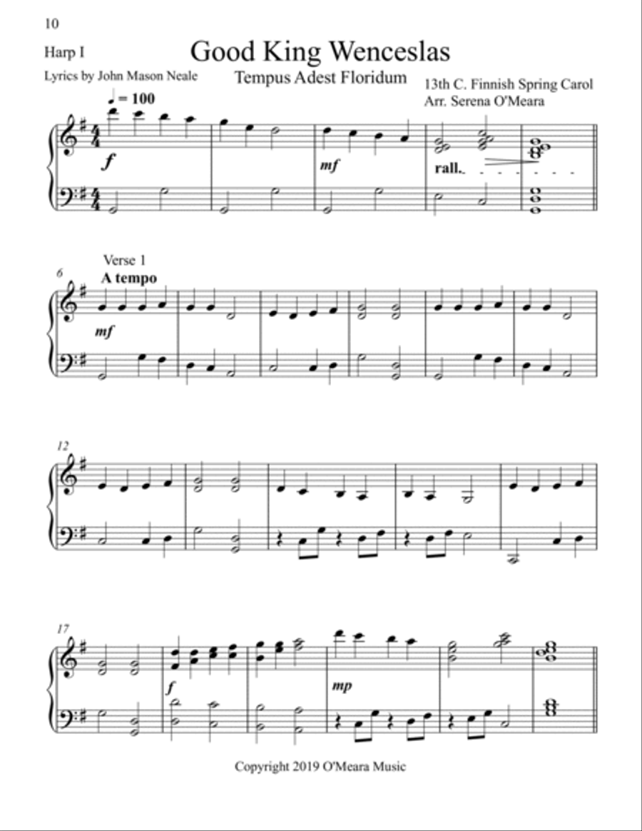 Good King Wenceslas, Harp I Celtic Harp scores gallery preview page 2
