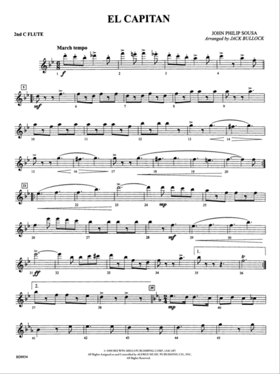 El Capitan: 2nd Flute Concert Band scores gallery preview page 1