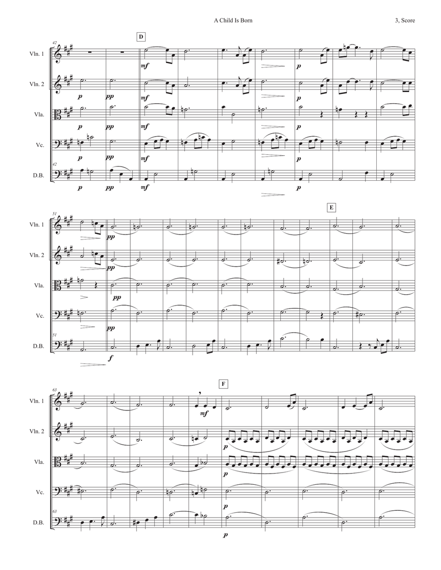 A Child Is Born String Quintet scores gallery preview page 3