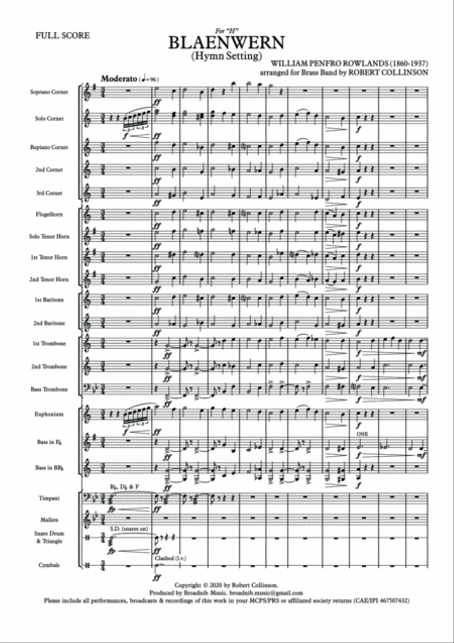 BLAENWERN - Hymn setting for Brass Band Brass Band scores gallery preview page 3