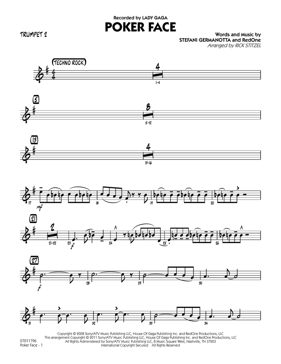 Poker Face - Trumpet 2 Jazz Ensemble scores gallery preview page 1