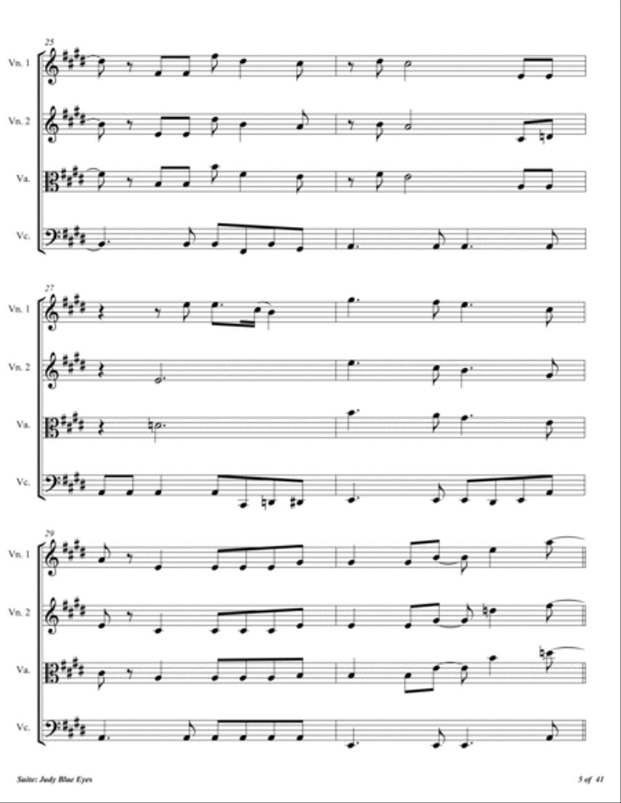Suite: Judy Blue Eyes Suite: Judy Blue Eyes String Quartet scores gallery preview page 6