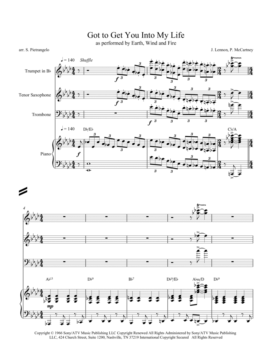 Got To Get You Into My Life 4-Part scores gallery preview page 1