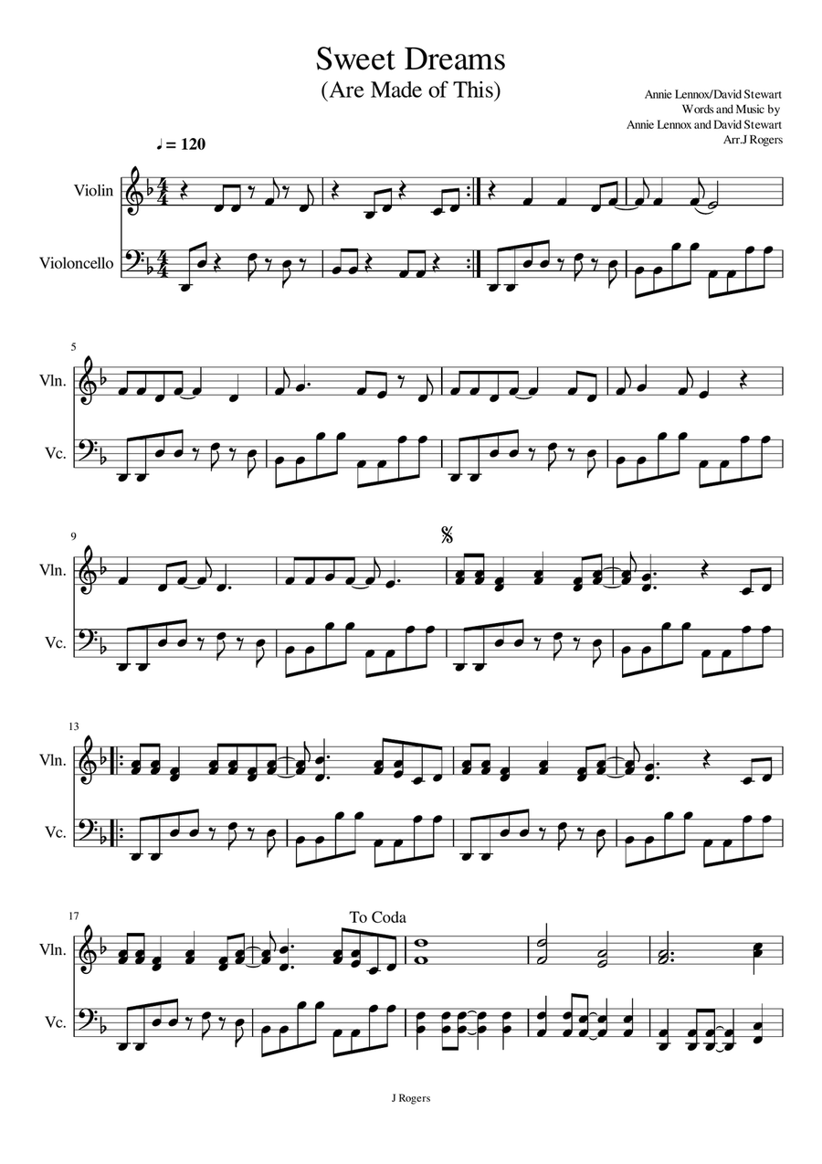 Sweet Dreams (Are Made Of This) String Duet scores gallery preview page 1