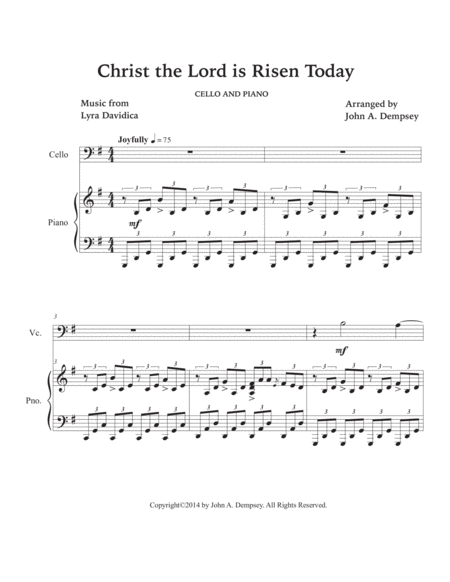 Christ the Lord is Risen Today (Easter Duet for Cello and Piano) image number null