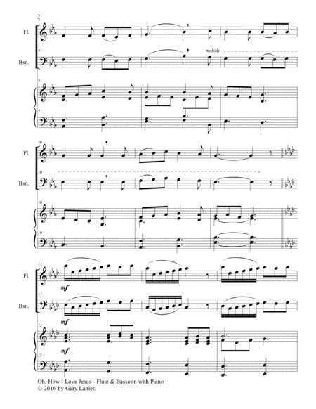 OH, HOW I LOVE JESUS (Trio – Flute & Bassoon with Piano... Parts included) image number null