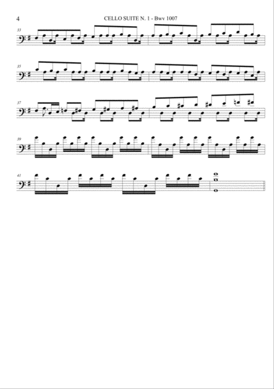 CELLO SUITE N. 1 - Bwv 1007 - Prelude, Allegro, Courent, Sarabande, Minuetto, Giga Cello Solo scores gallery preview page 4