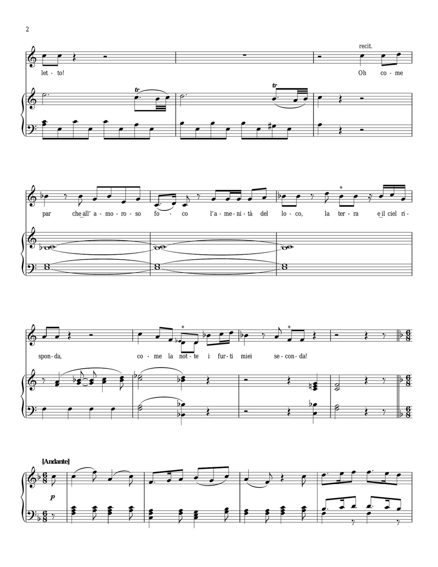 Deh Vieni, Non Tardar from Le Nozze Di Figaro Piano, Vocal, Guitar scores gallery preview page 2