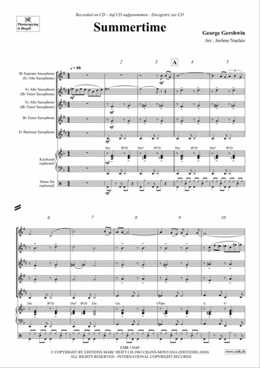 Summertime Saxophone Quintet scores gallery preview page 3