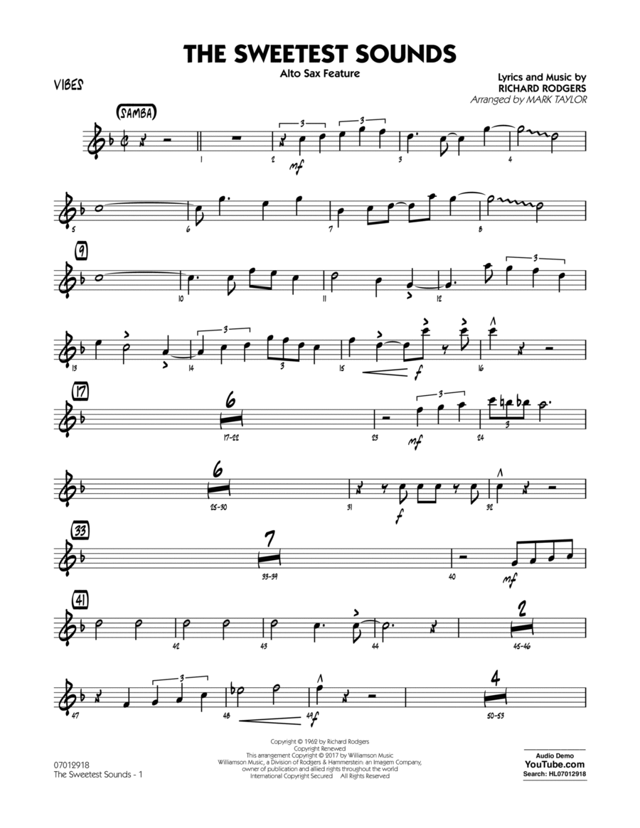 The Sweetest Sounds (Alto Sax Feature) - Vibes Alto Saxophone scores gallery preview page 1