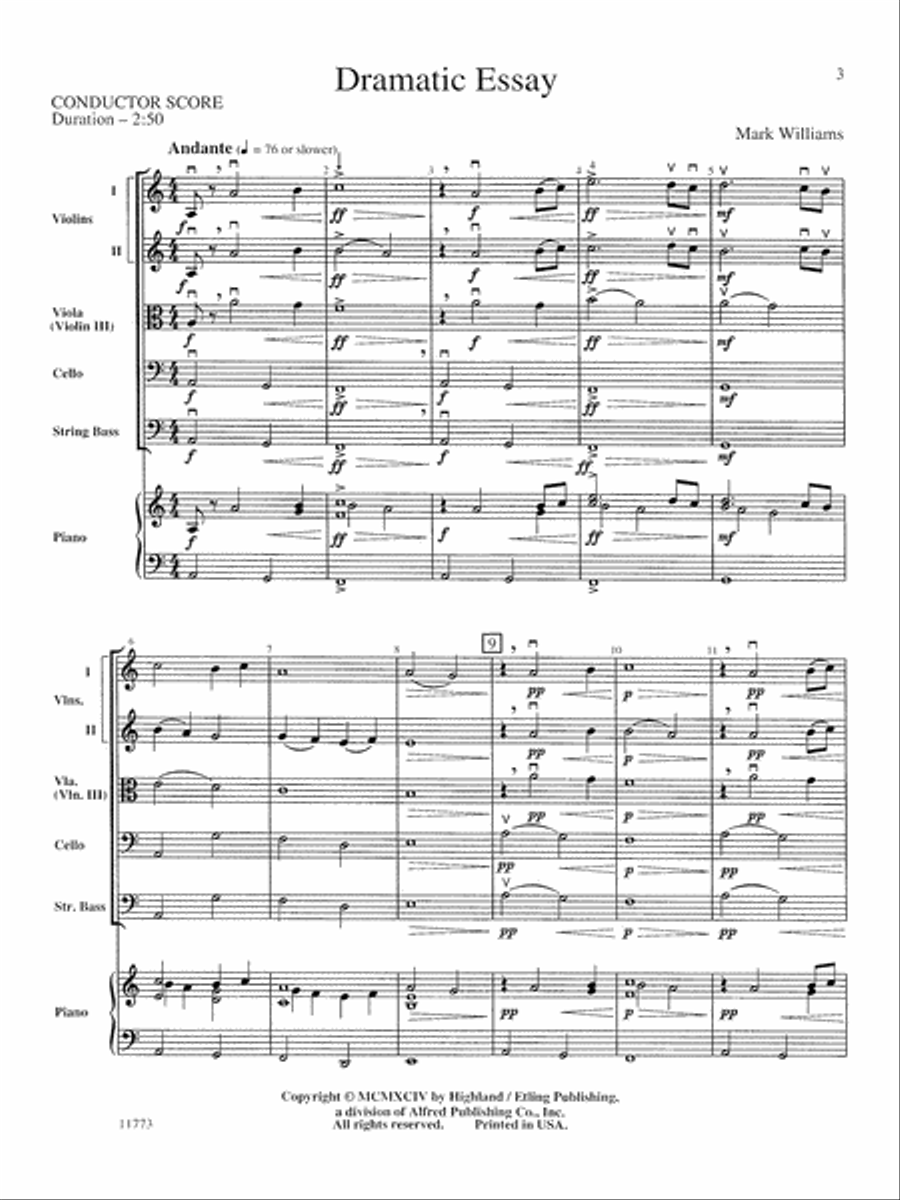 Dramatic Essay: Score Dramatic Essay: Score String Orchestra scores gallery preview page 3
