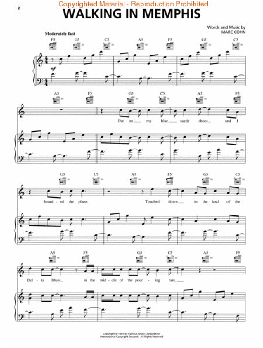Walking in Memphis Voice scores gallery preview page 2