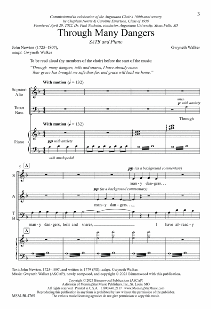 Through Many Dangers 4-Part scores gallery preview page 3