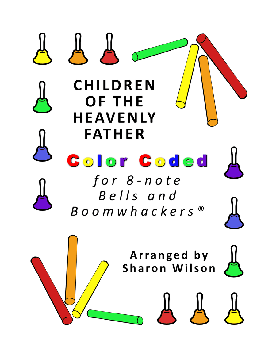 Children of the Heavenly Father (for 8-note Bells and Boomwhackers with Color Coded Notes) Handbell Choir scores gallery preview page 1