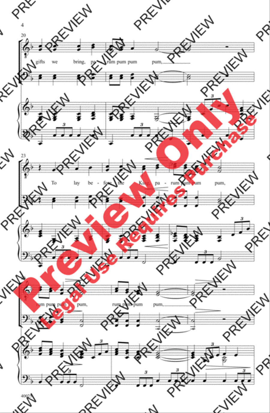 The Little Drummer Boy Men's Choir scores gallery preview page 4