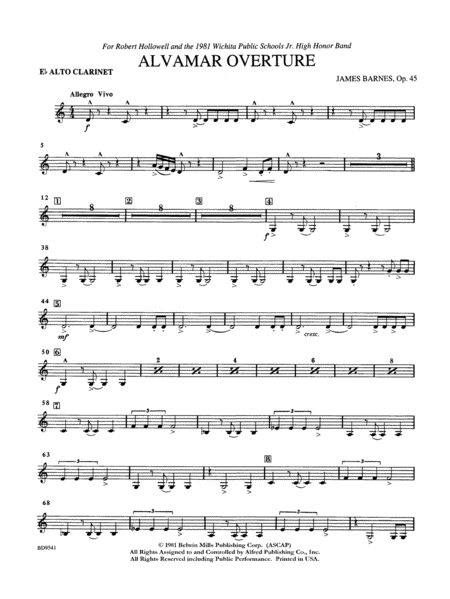 Alvamar Overture: E-flat Alto Clarinet