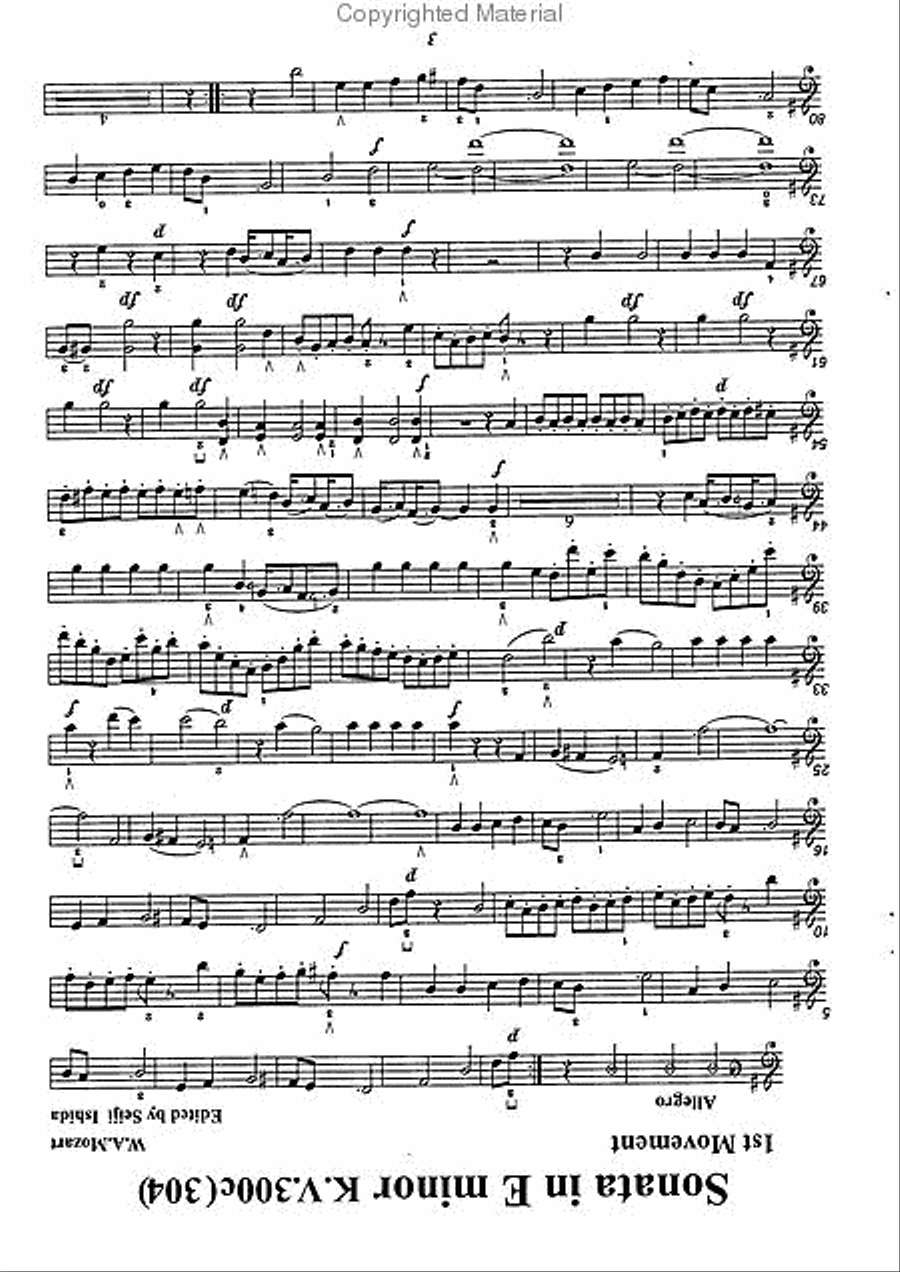 Sonata in E minor, KV304 Violin Solo scores gallery preview page 2