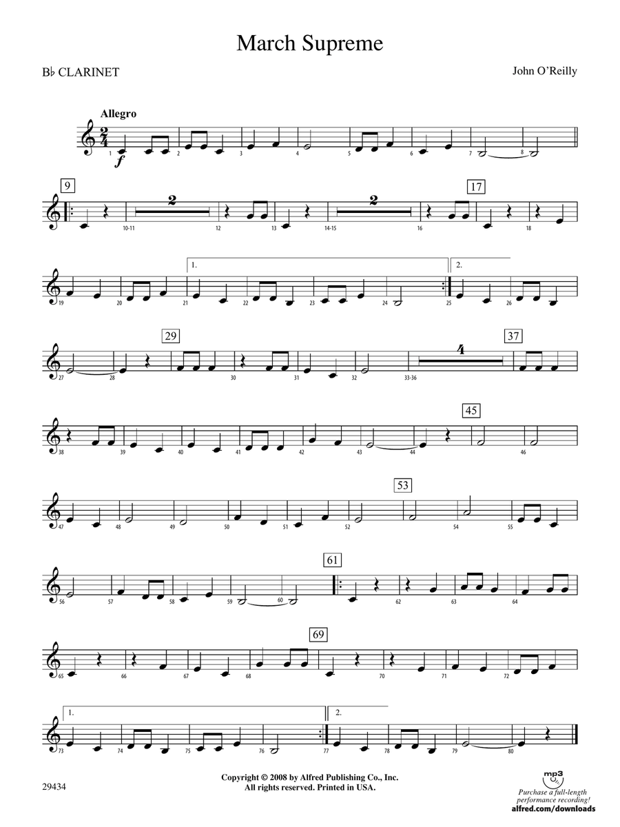 March Supreme: 1st B-flat Clarinet
