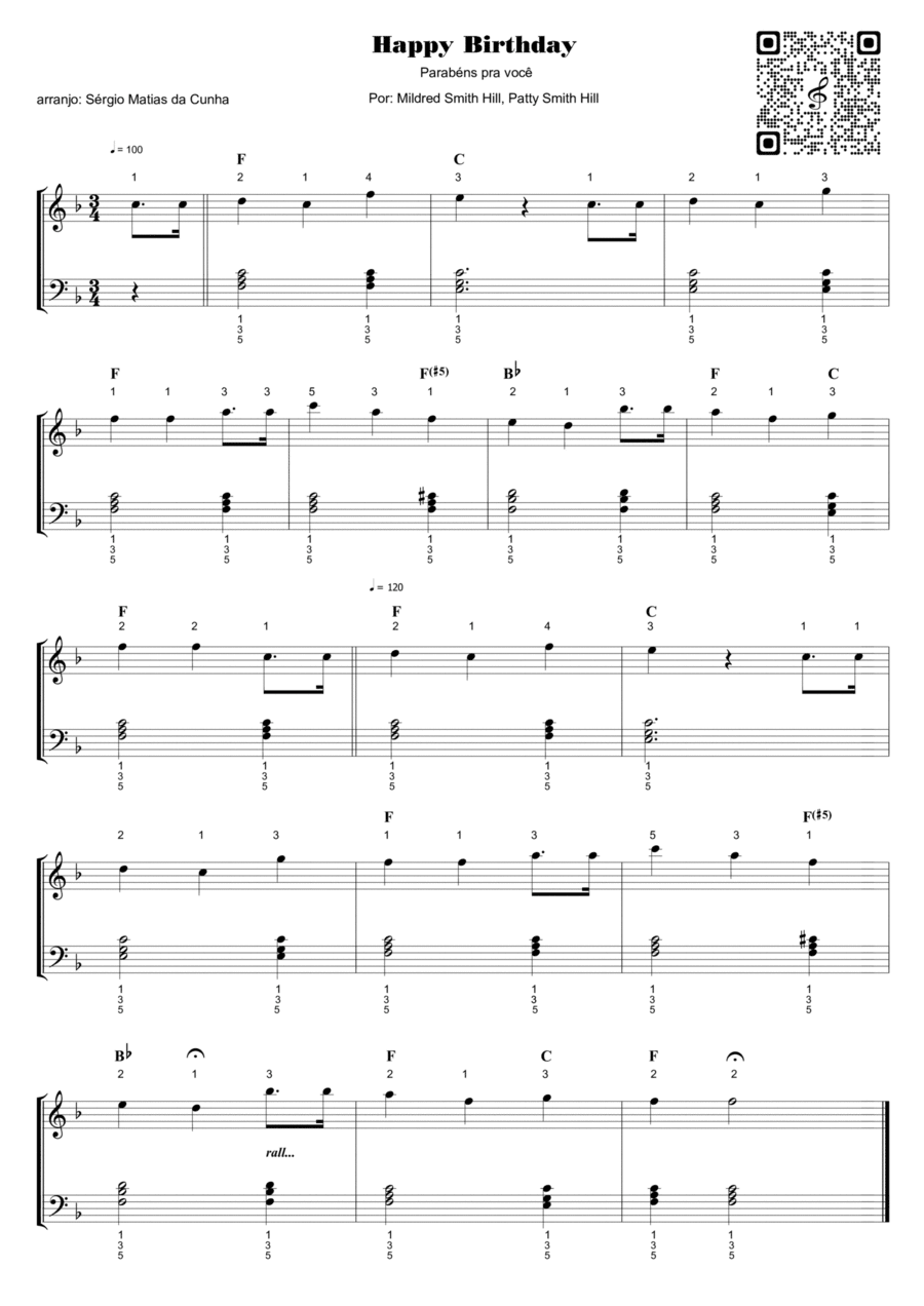 Happy Birthday - Parabéns pra você Piano Method scores gallery preview page 1