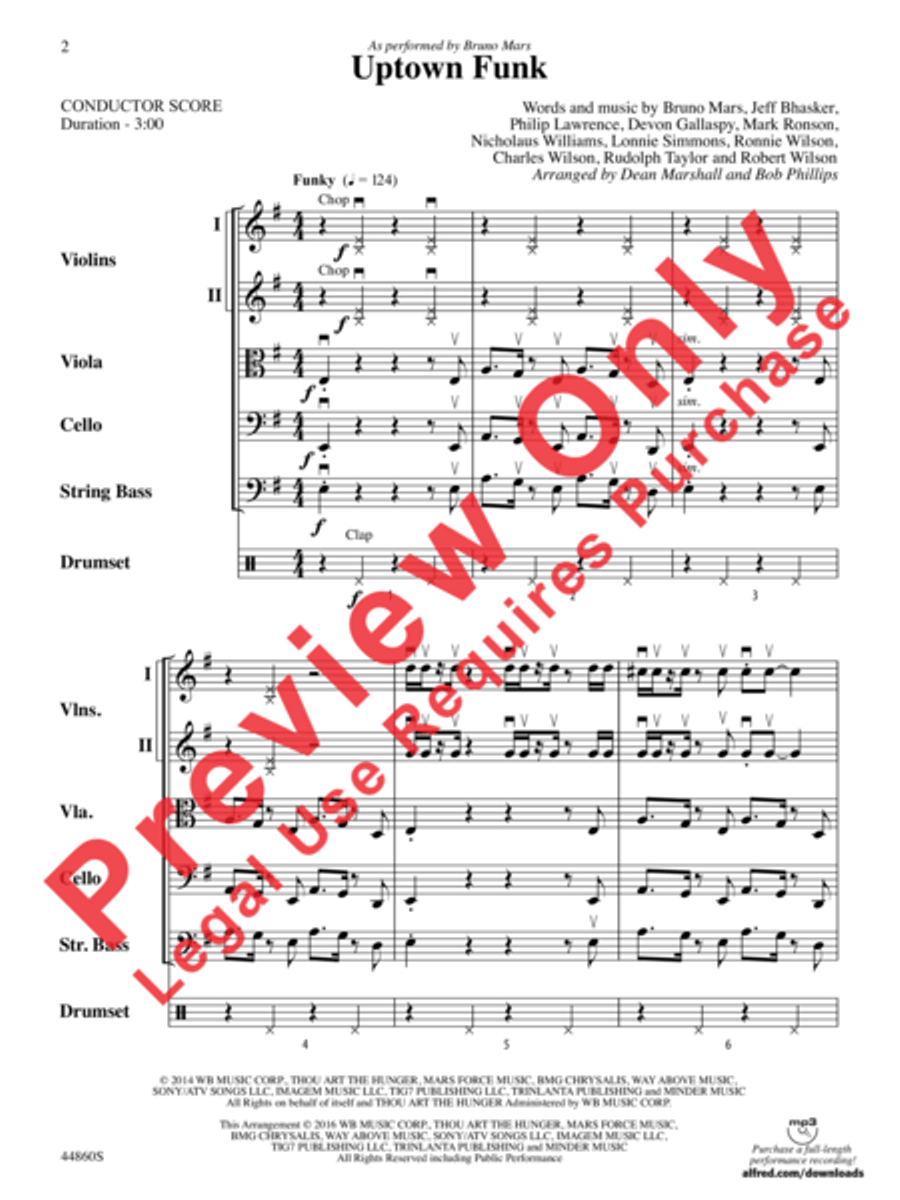 Uptown Funk String Orchestra scores gallery preview page 3