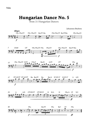Hungarian Dance No. 5 by Brahms for Tuba Solo with Chords
