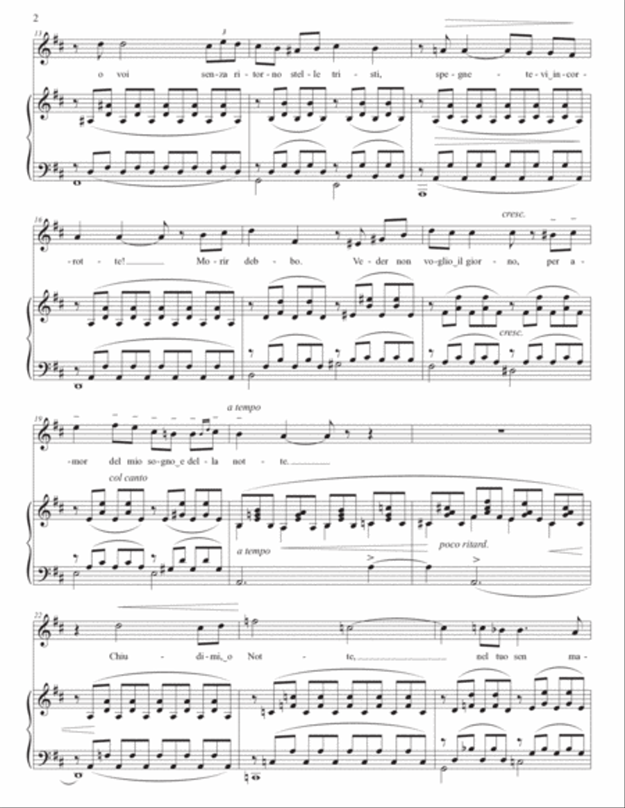 TOSTI: L'alba sepàra dalla luce l'ombra (transposed to D major) Voice scores gallery preview page 3