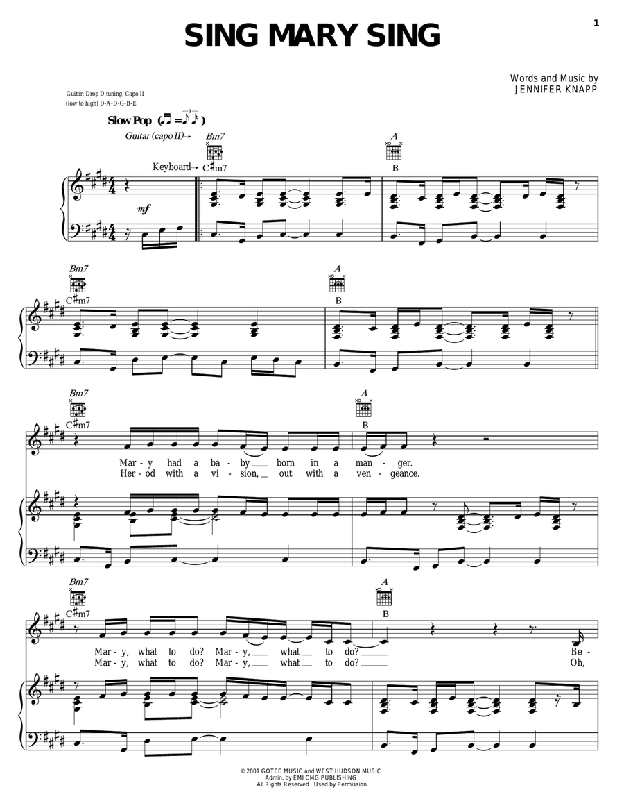 Sing Mary Sing Piano, Vocal, Guitar scores gallery preview page 1