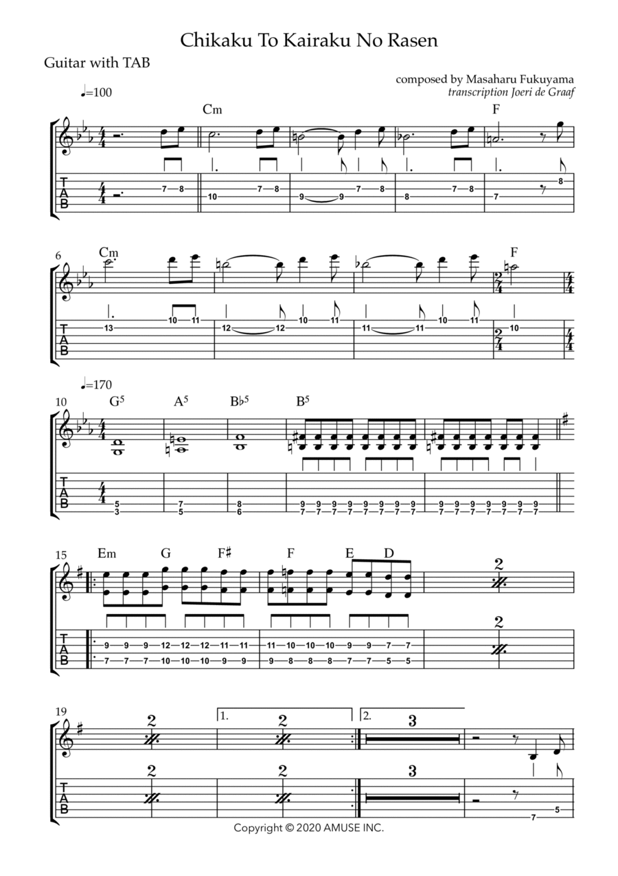 Chikaku To Kairaku No Rasen Electric Guitar scores gallery preview page 1