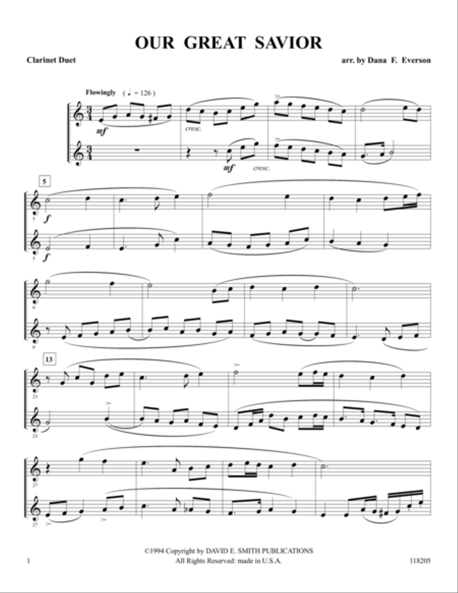 Our Great Saviour Our Great Saviour Clarinet Duet scores gallery preview page 1