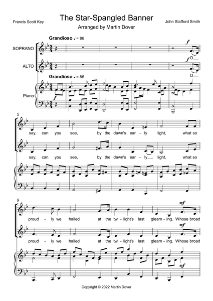 The Star-Spangled Banner - 2 part choir SA - Upper Voices image number null
