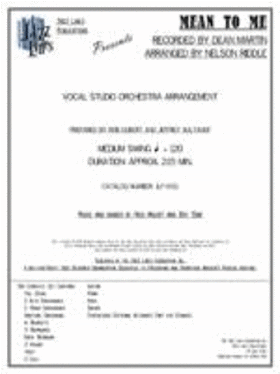 Mean To Me Orchestra scores gallery preview page 1