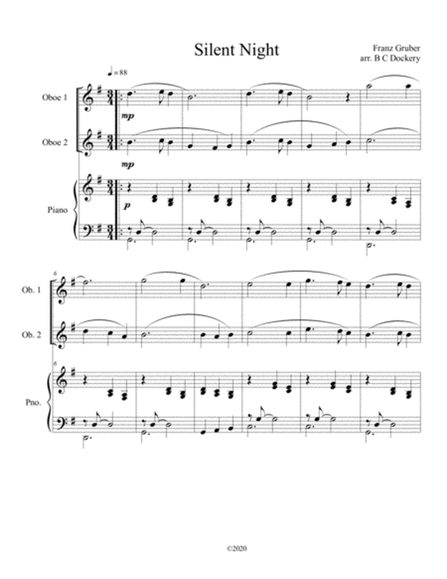 Silent Night (oboe duet) with optional piano accompaniment image number null