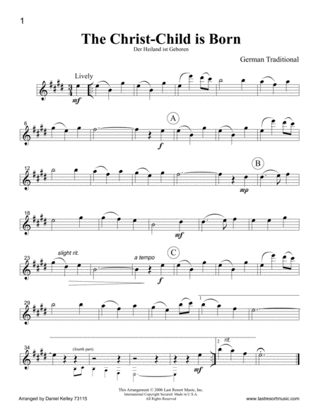 Intermediate Music for Four, Christmas - Part 1 for Alto Saxophone 73115DD