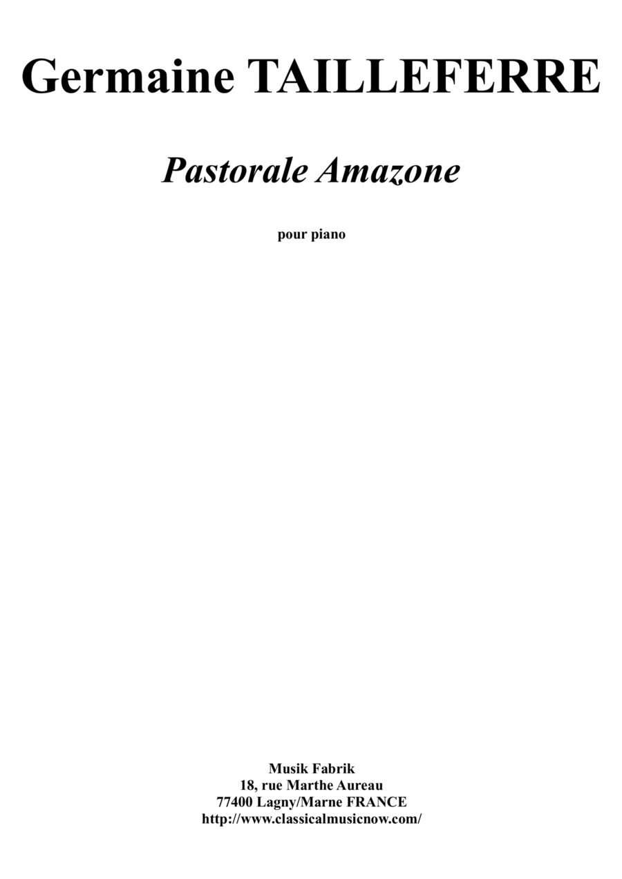 Germaine Tailleferre: Pastorale Amazone for piano Piano Solo scores gallery preview page 1