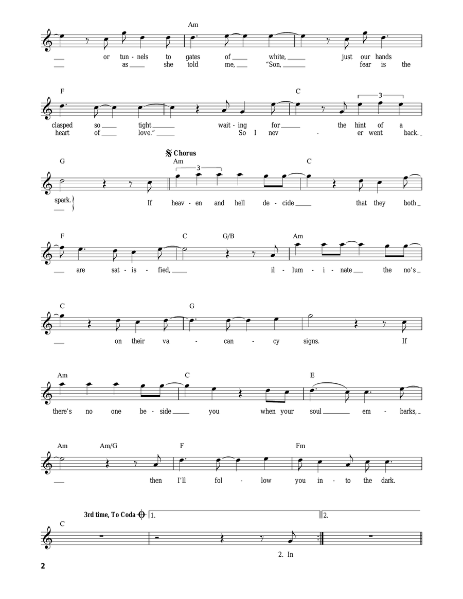 I Will Follow You Into The Dark Acoustic Guitar scores gallery preview page 2