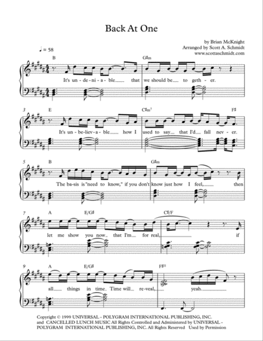 Back At One Piano Solo scores gallery preview page 1