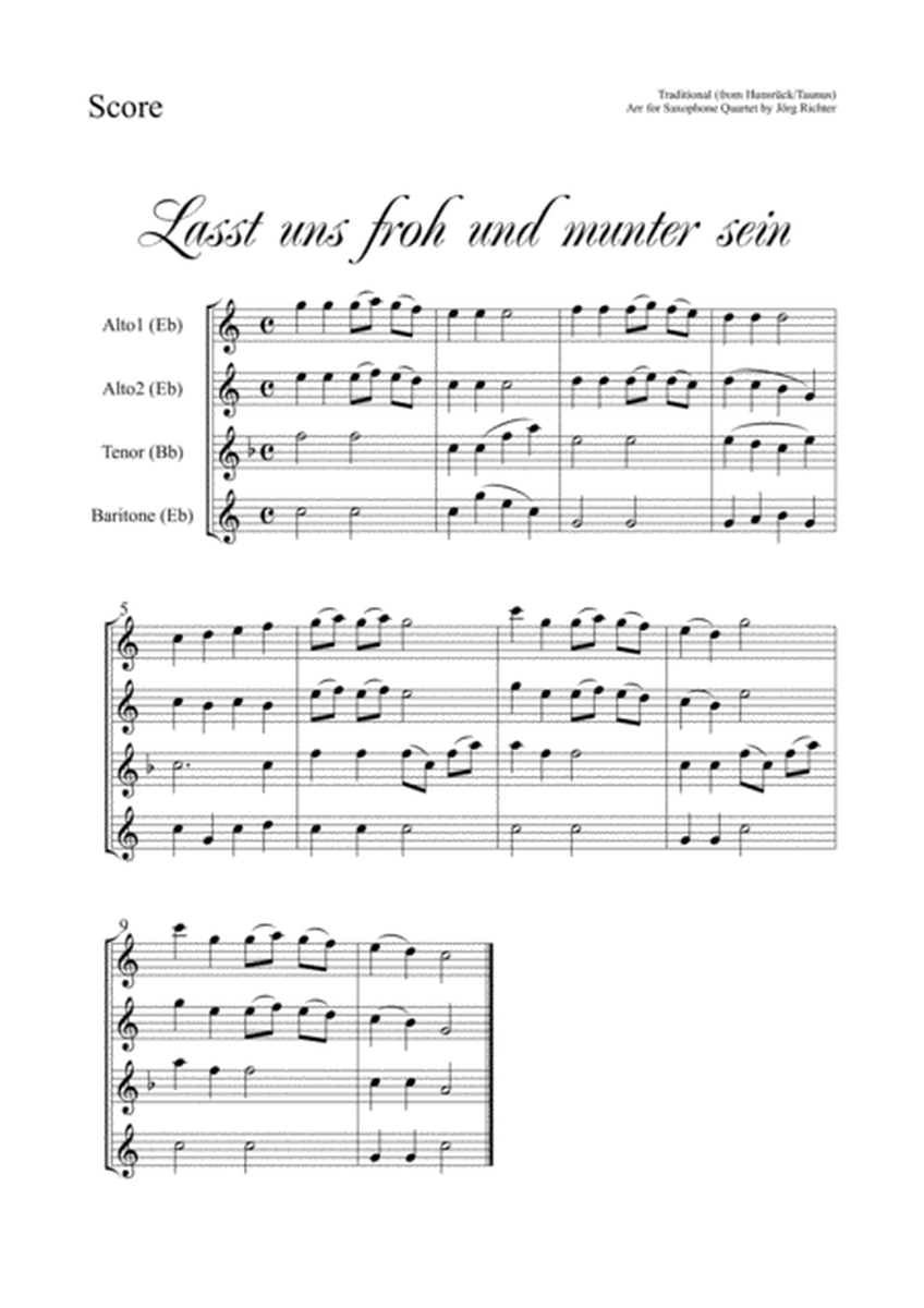 Let us be happy and cheerful (Lasst uns froh und munter sein) for Saxophone Quartet image number null