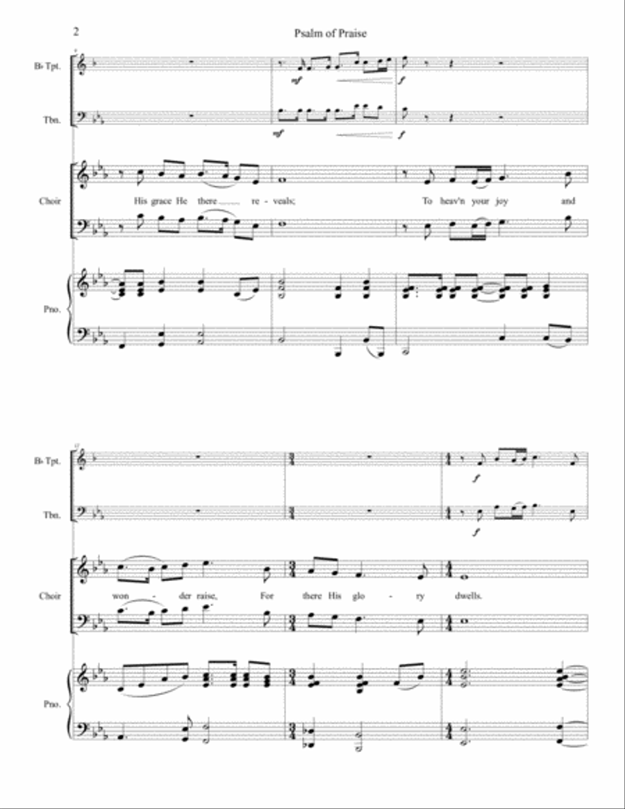 Psalm of Praise - SATB, Trumpet, Trombone & Piano image number null