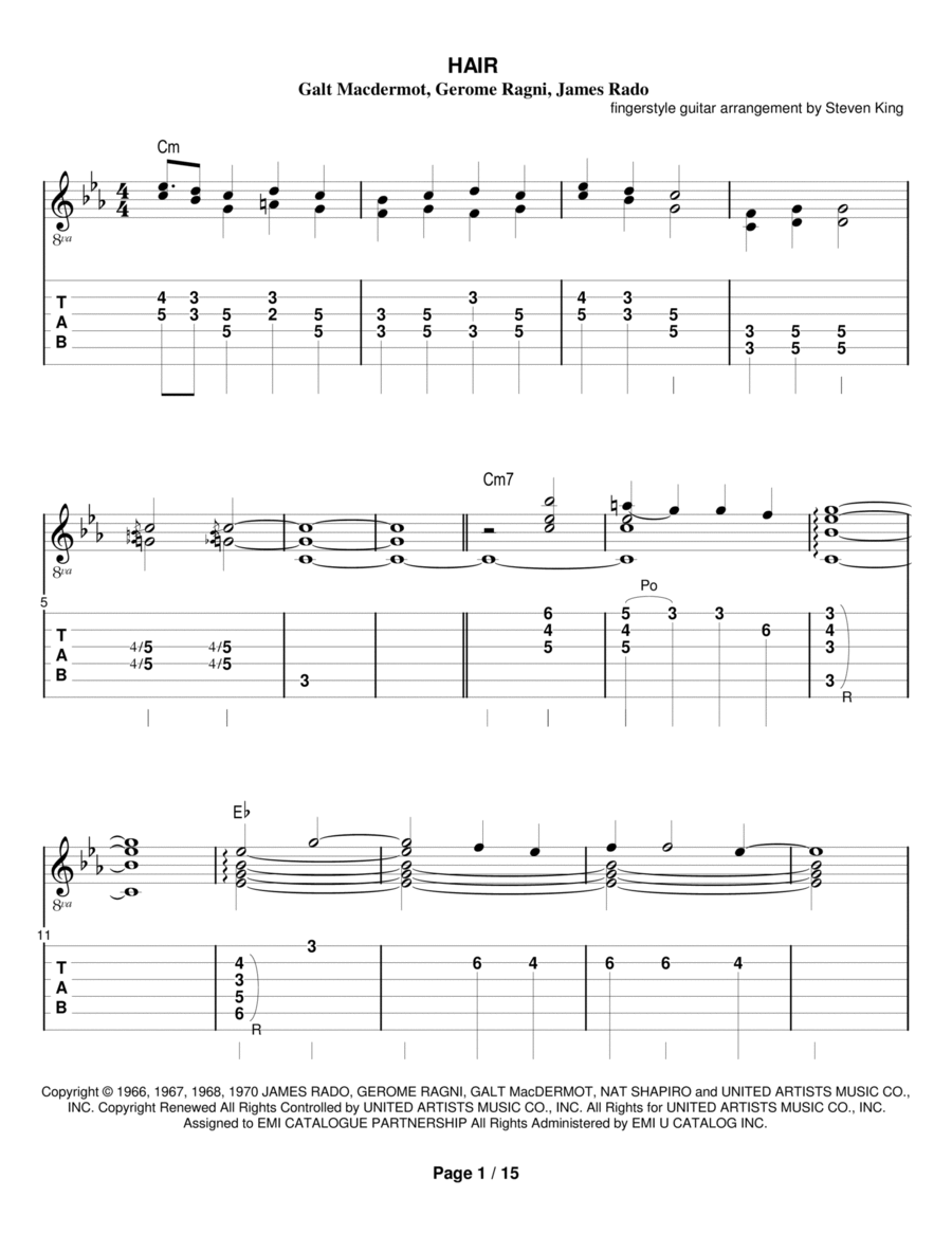 Hair Hair Electric Guitar scores gallery preview page 1