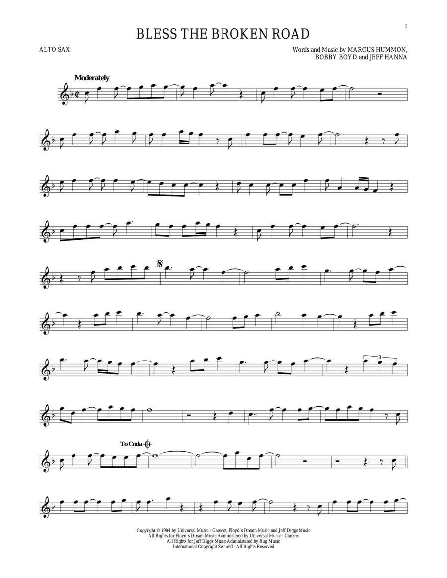 Bless The Broken Road Alto Saxophone scores gallery preview page 1