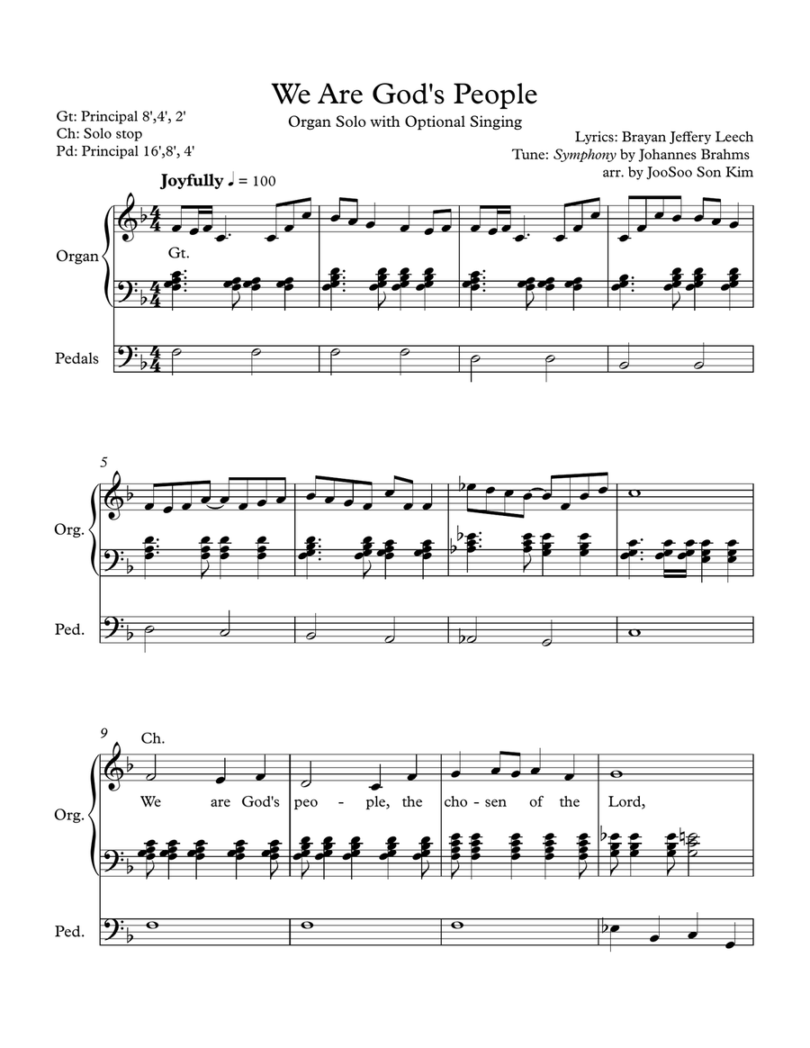 We Are God's People (Tune: Symphony) Organ Solo scores gallery preview page 1